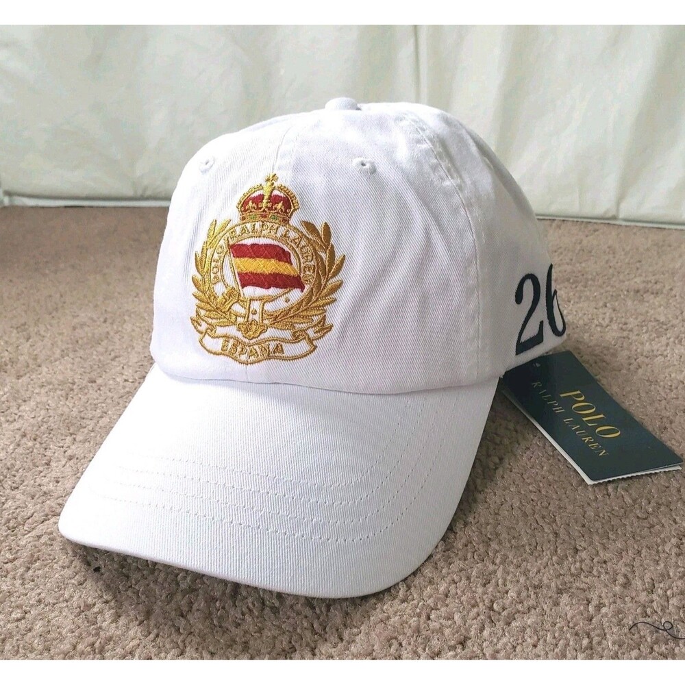NWT Polo Ralph Lauren Spain 2026 Soccer Adult White Strapback Hat Cap Football